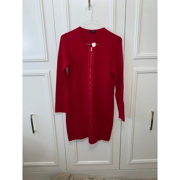 NWT Talbots Women's Red Full Zip Sweater Dress‎ Knee Length Size Medium - Picture 1 of 7